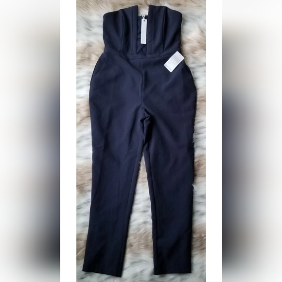 NWT Adelyn Rae Strapless Navy Blue Jumpsuit Size Medium - Picture 2 of 11